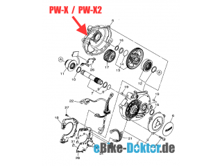 Yamaha PW-X2 Original-Ersatzteil: Motordeckel RECHTS
